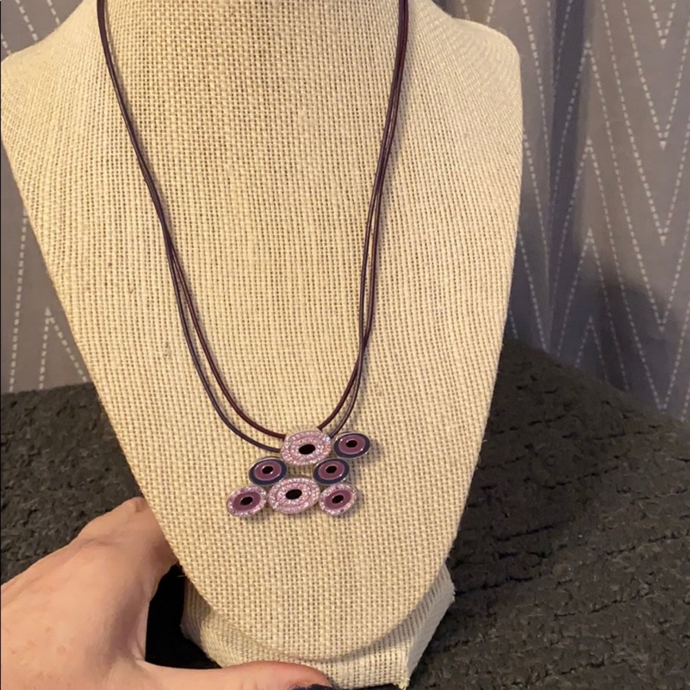 Swarovski crystal and leather necklace